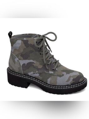 Linea Paola Women’s Camo Lace-Up Platform Ankle Combat Boots Size 8.5M